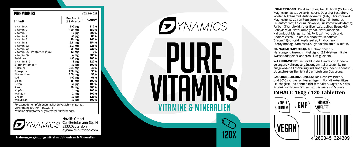 Pure Vitamins 120 Tabletten